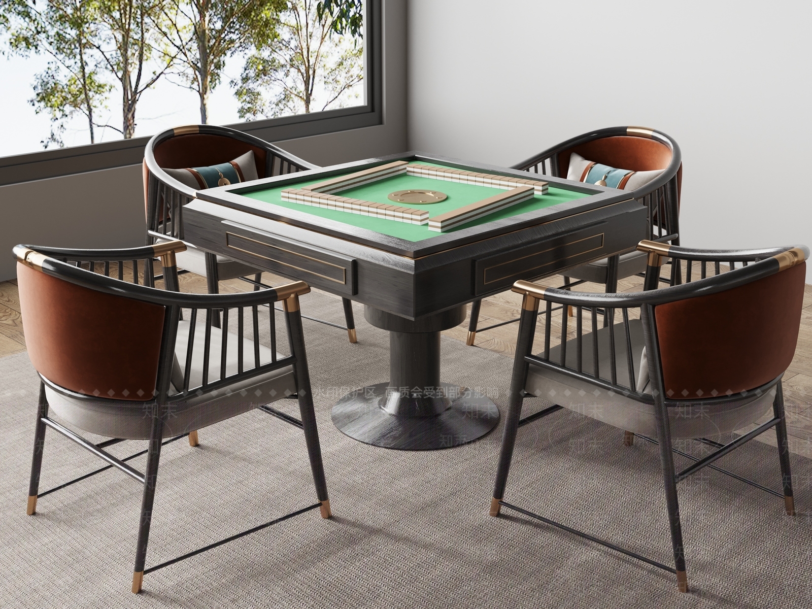新中式棋牌桌SU模型下载【ID:1147355819】