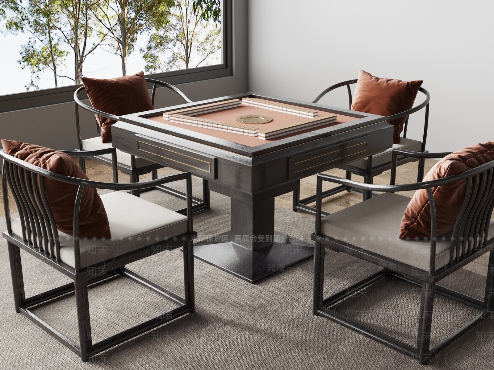 新中式棋牌桌SU模型下载【ID:1147355901】