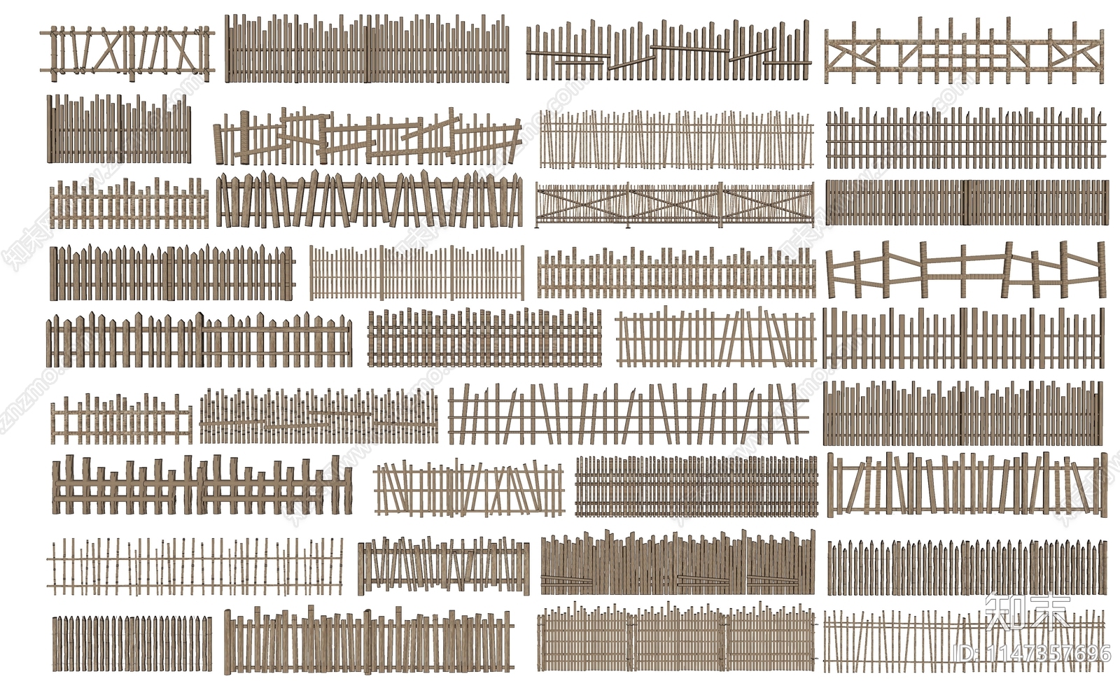 篱笆栅栏SU模型下载【ID:1147357696】