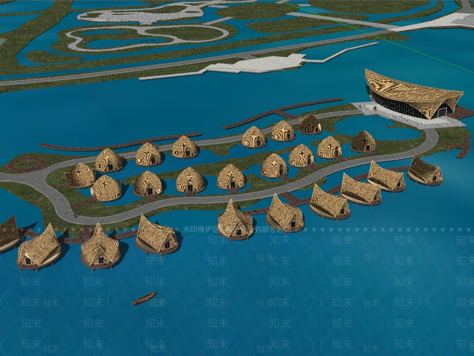 当阳水边船屋度假村SU模型下载【ID:1147359767】