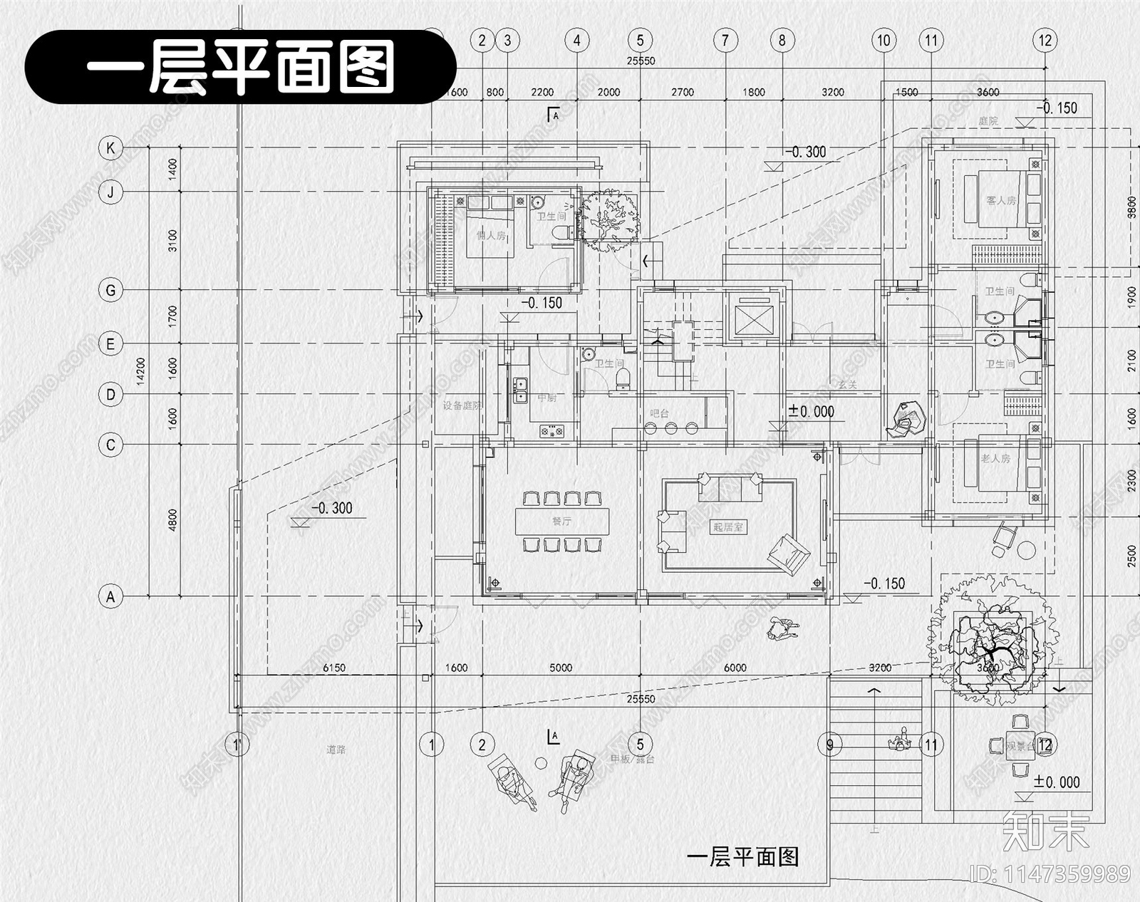 现代风格别墅房子农村自建房建筑效果图施工图下载【ID:1147359989】