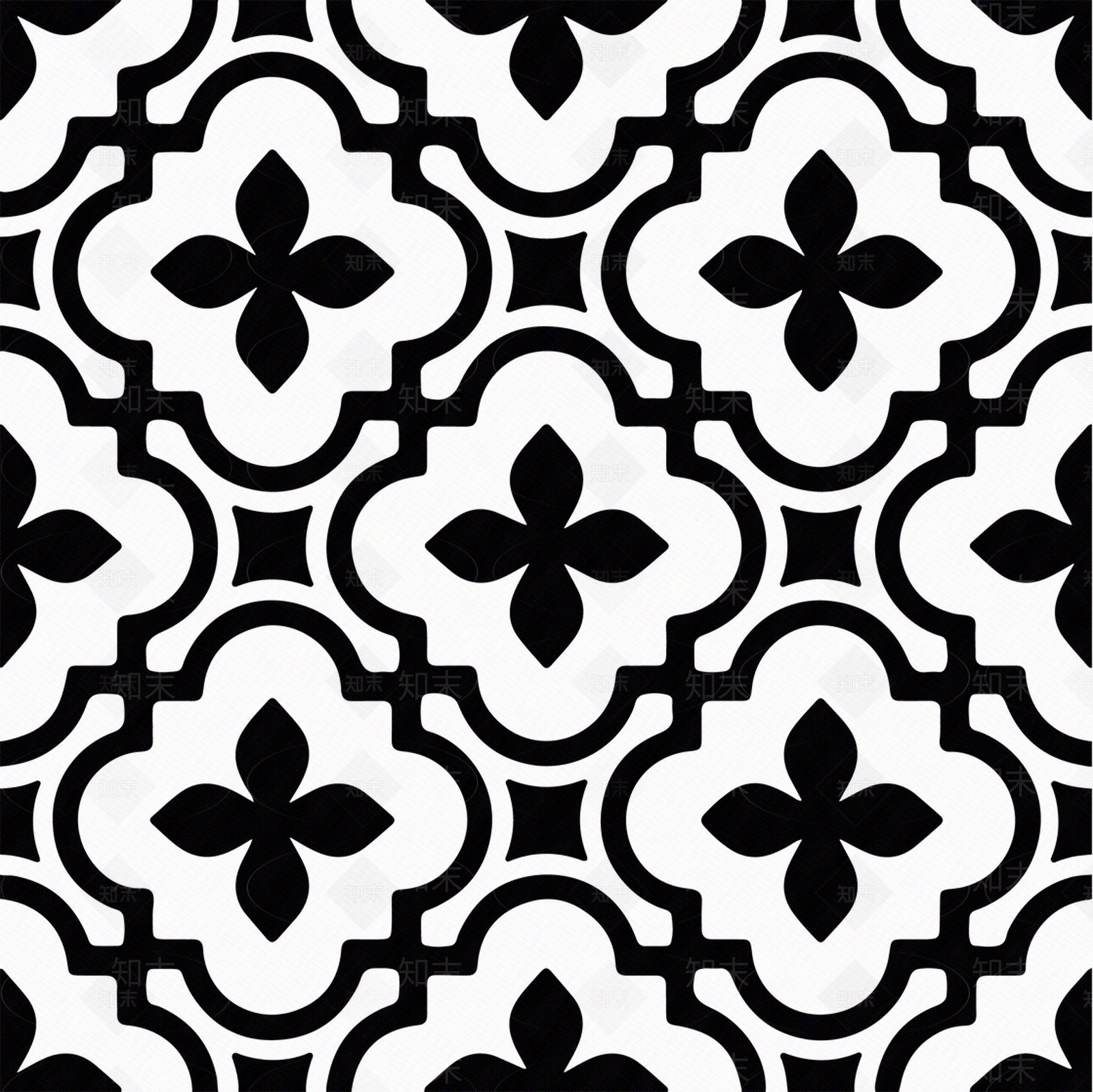 无缝黑白凹凸几何拼花瓷砖贴图下载【ID:1147360465】