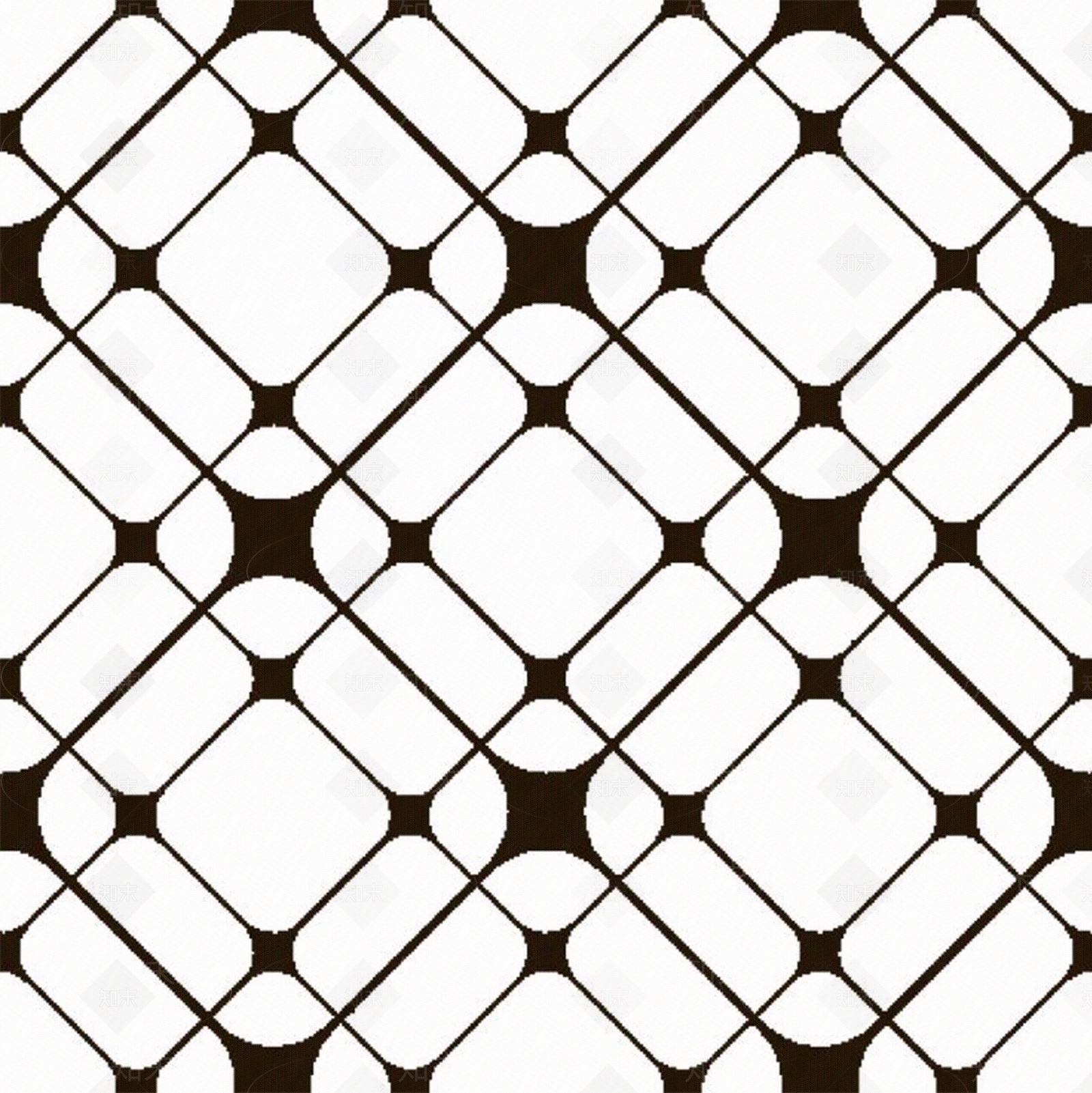 无缝黑白凹凸几何拼花瓷砖贴图下载【ID:1147360869】