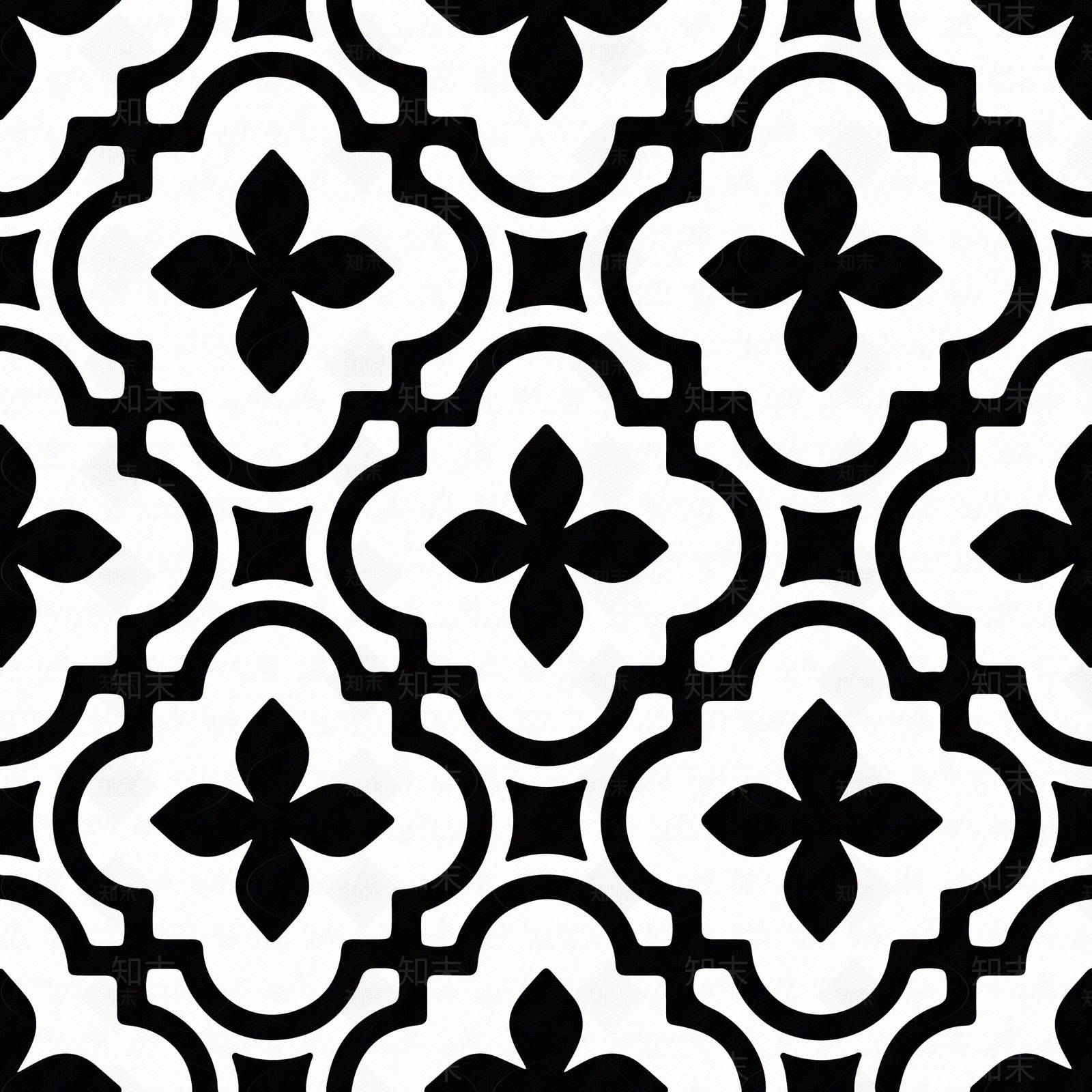 无缝黑白凹凸几何拼花瓷砖贴图下载【ID:1147361119】