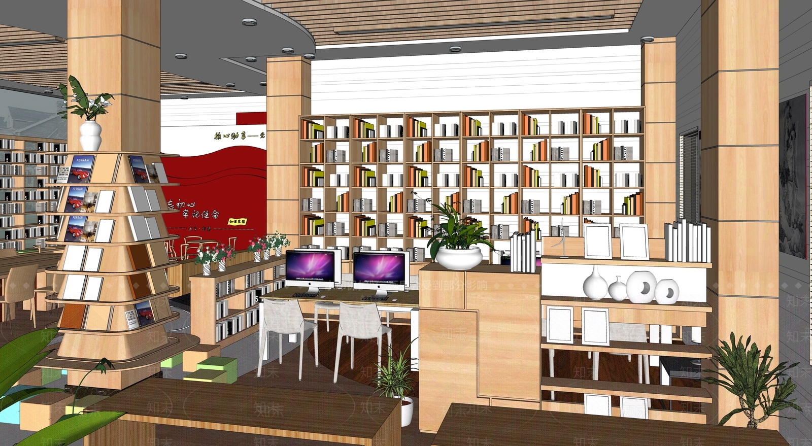 社区图书馆改造党建改造SU模型下载【ID:1147366690】