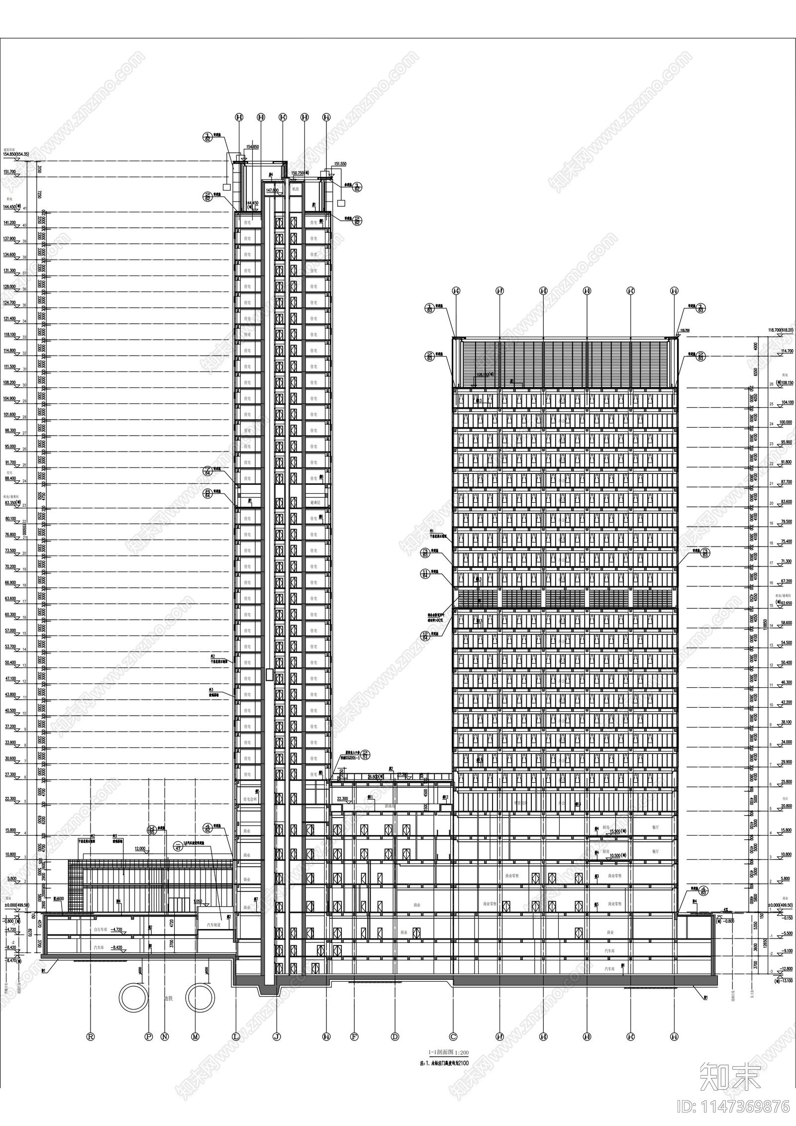 铁狮门商业建筑cad施工图下载【ID:1147369876】