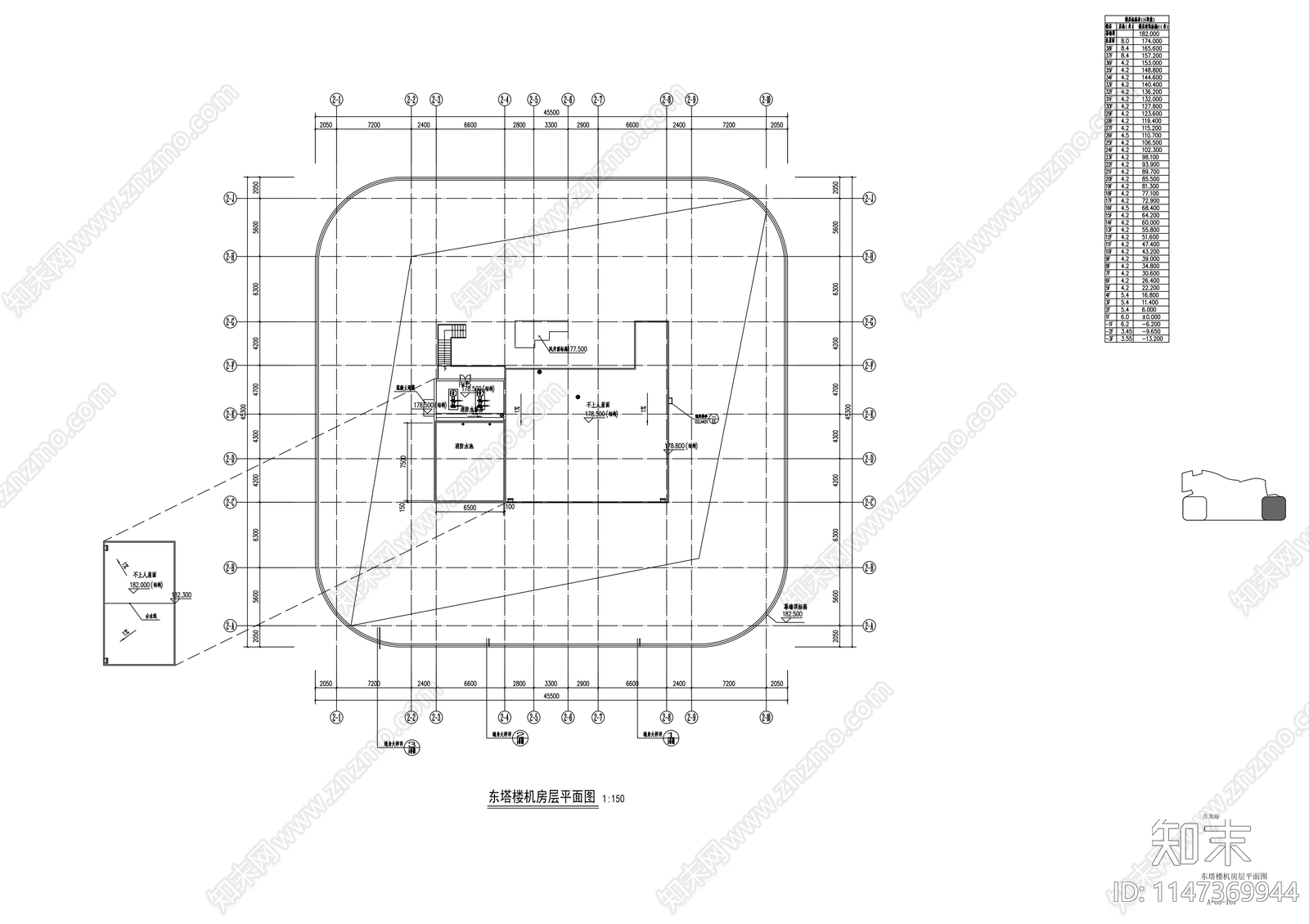 佛山仟晖广场办公建筑cad施工图下载【ID:1147369944】