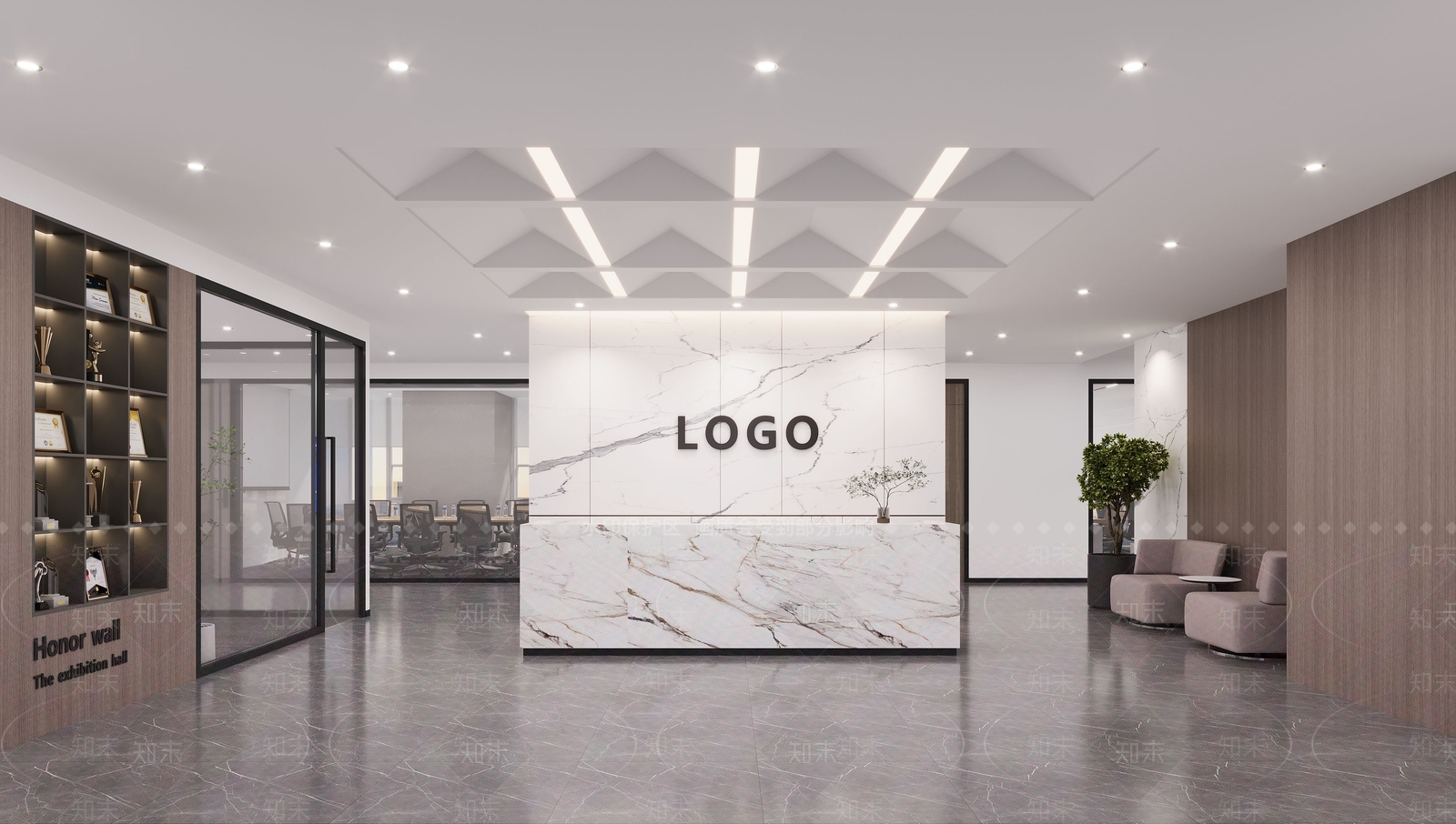 现代公司接待前台3D模型下载【ID:1147370306】