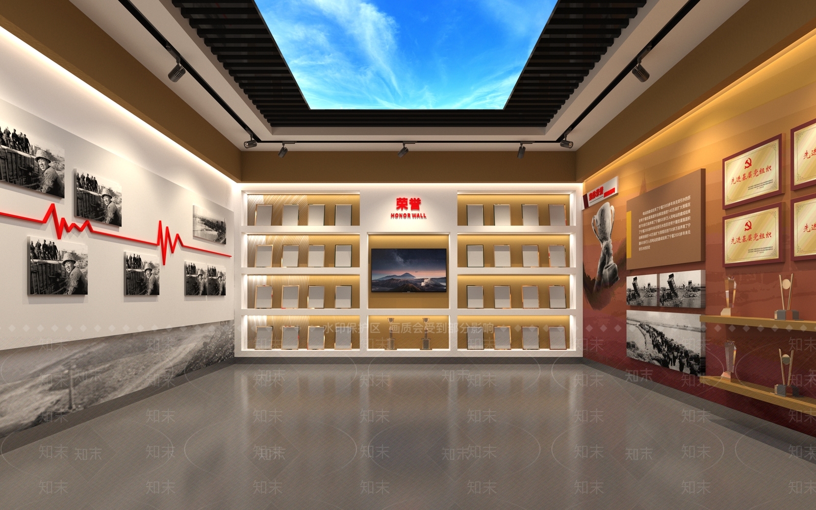 现代荣誉党建厅3D模型下载【ID:1147370324】