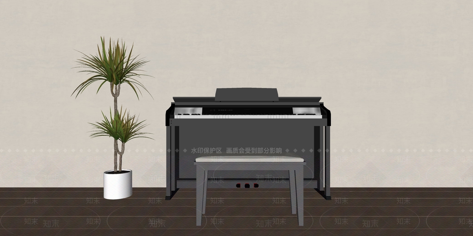 现代钢琴SU模型下载【ID:1147371953】