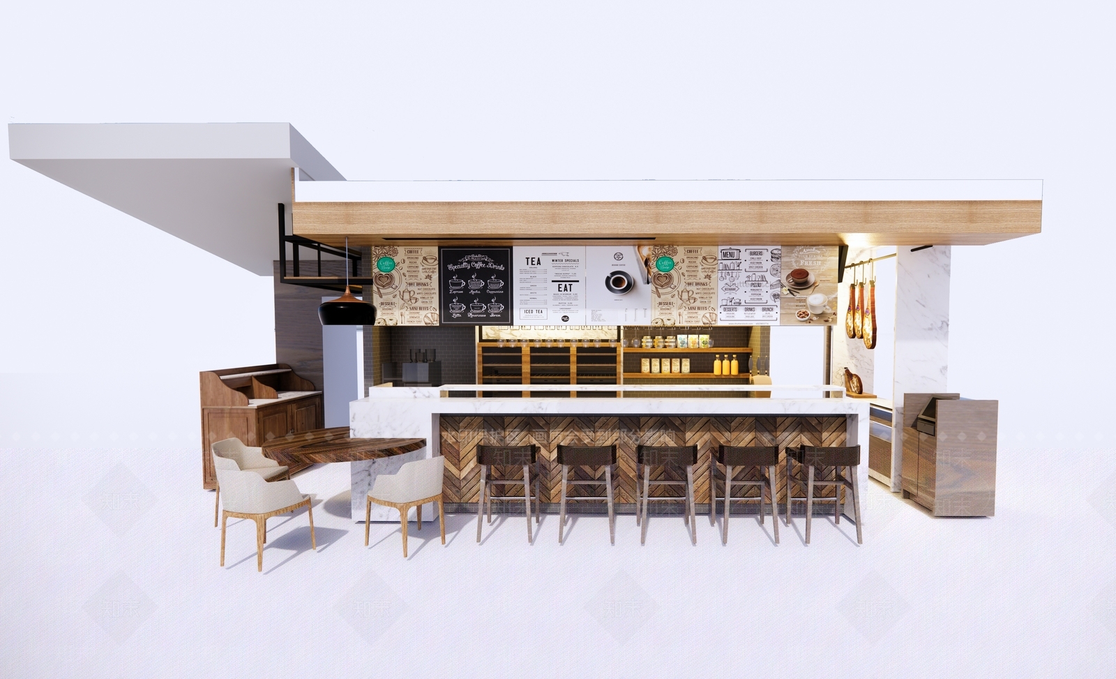 现代咖啡店SU模型下载【ID:1147374867】