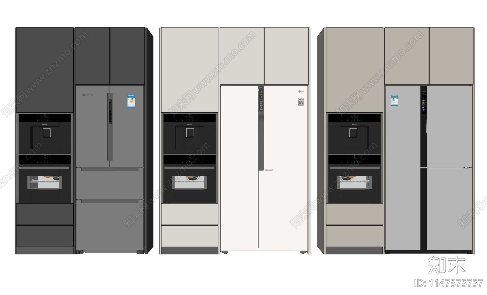 现代冰箱双门组合SU模型下载【ID:1147375757】