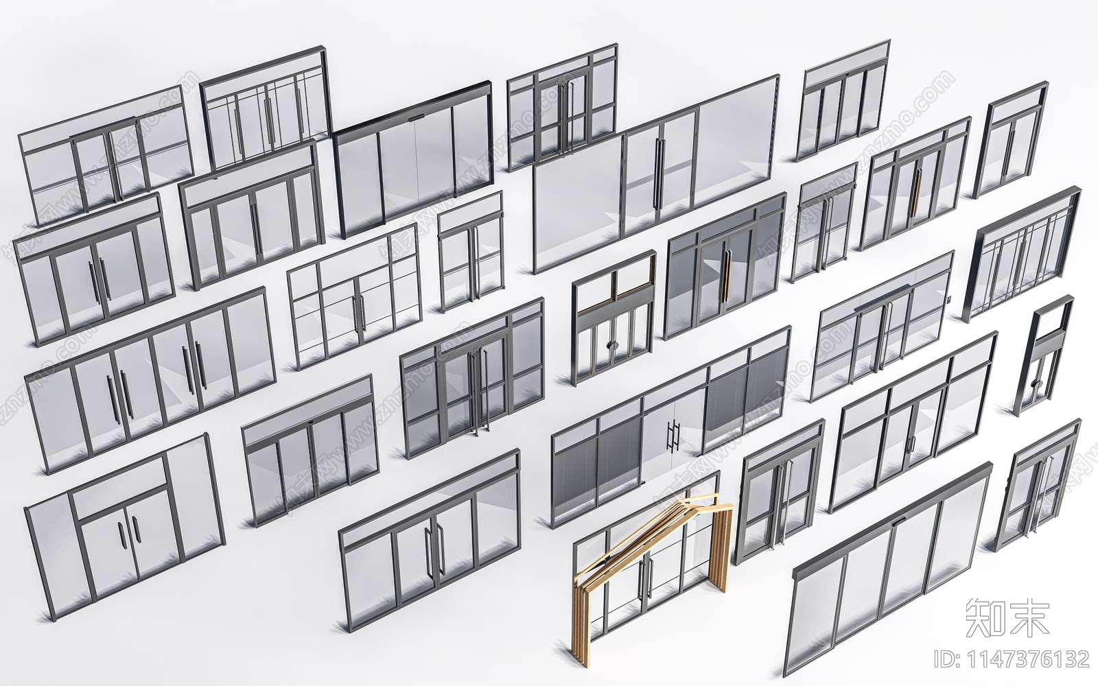 现代玻璃大门SU模型下载【ID:1147376132】