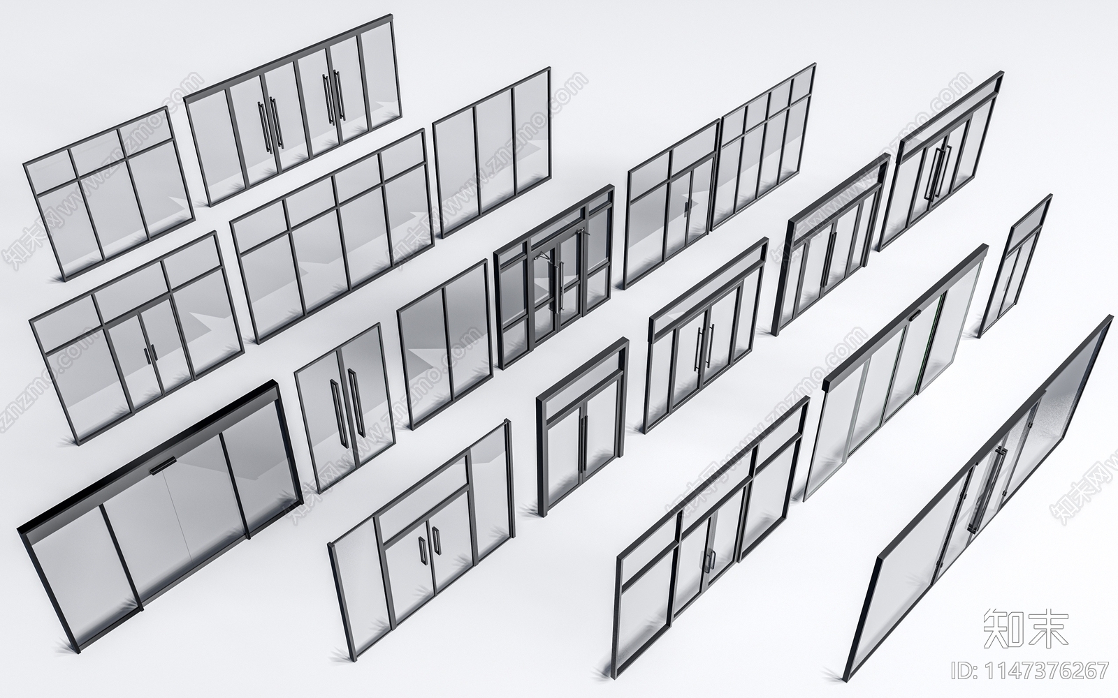 现代玻璃大门SU模型下载【ID:1147376267】