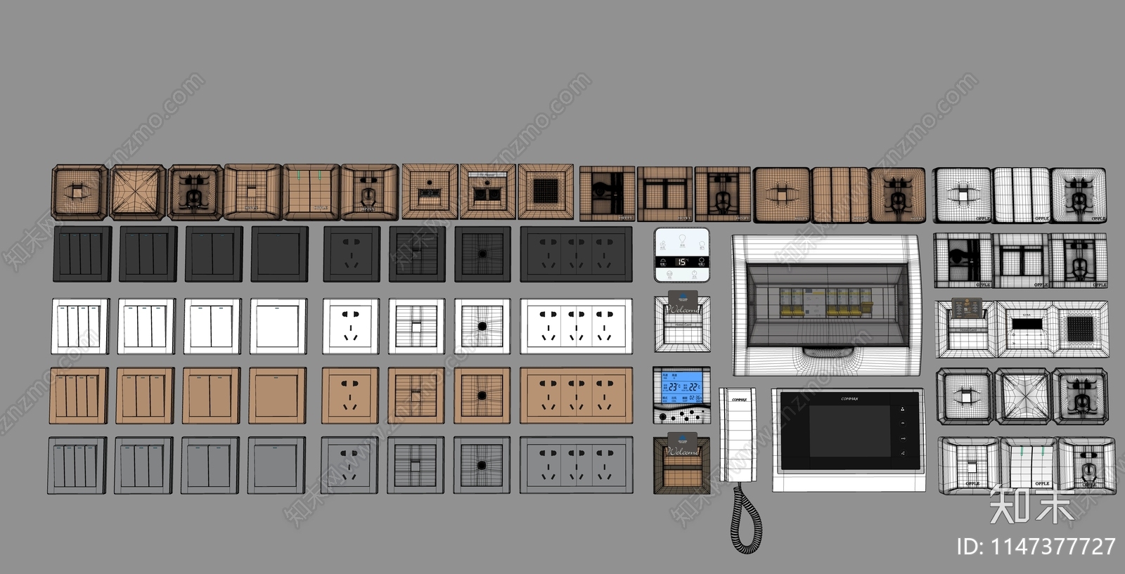 现代开关插座组合SU模型下载【ID:1147377727】