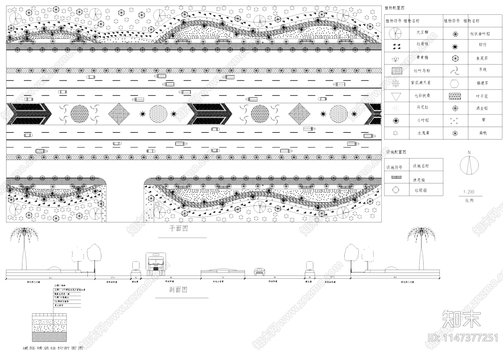 城市道路景观植物绿化施工图下载【ID:1147377251】
