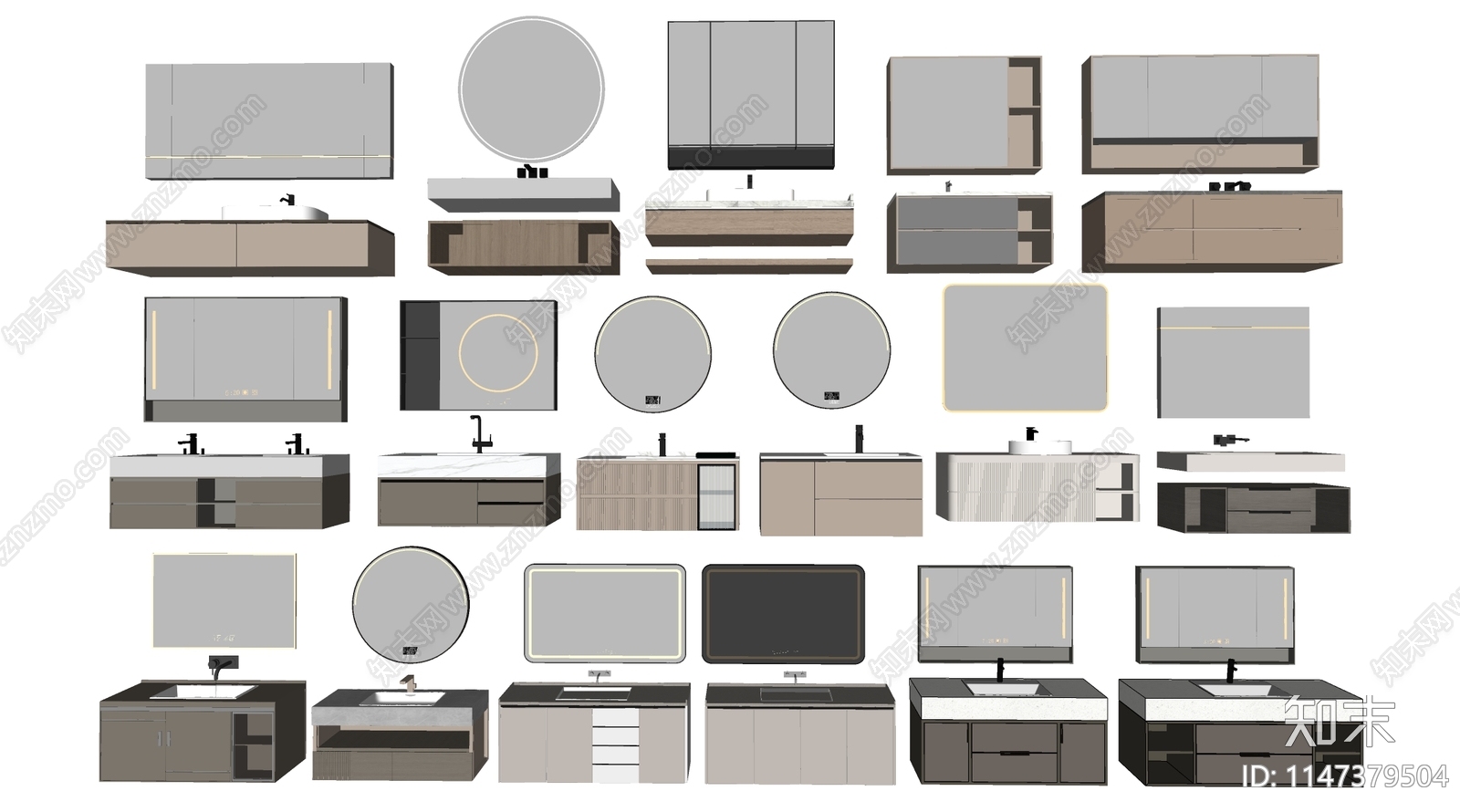 现代浴室柜SU模型下载【ID:1147379504】