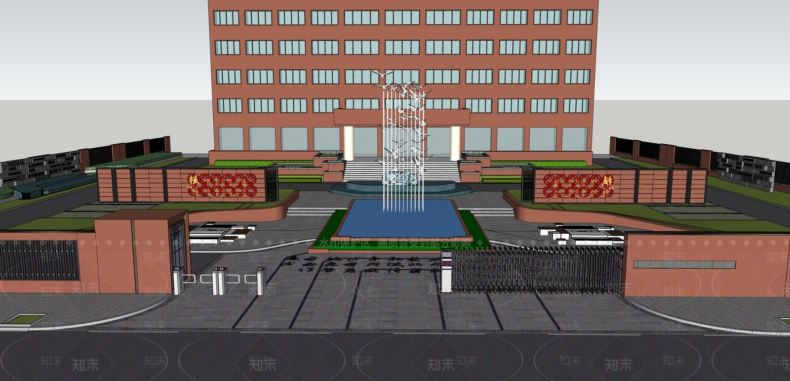现代校园景观SU模型下载【ID:1147379803】