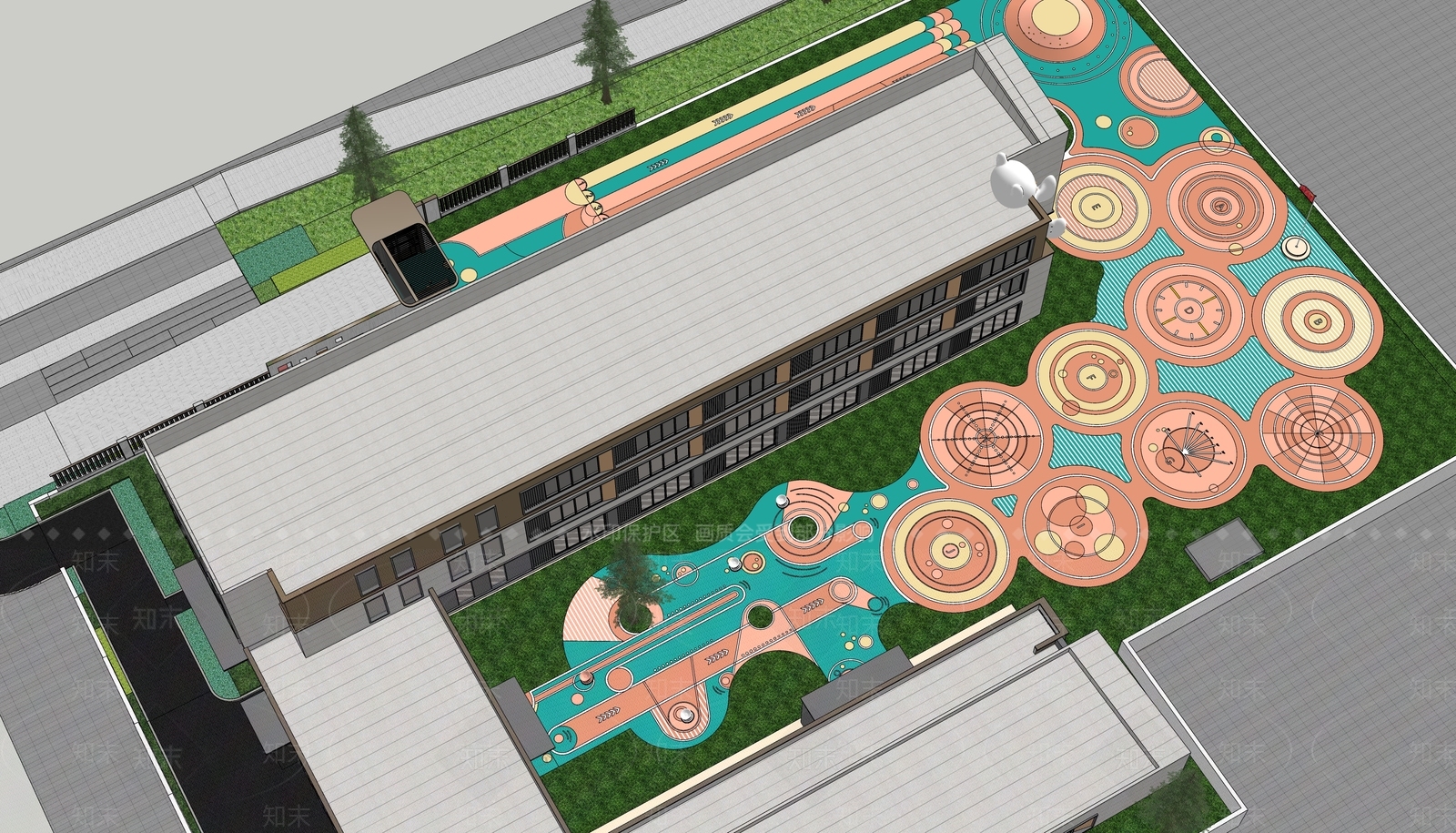 圆环元素幼儿园景观SU模型下载【ID:1147384135】