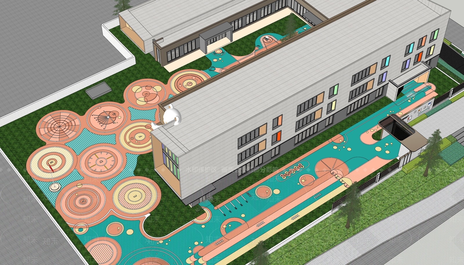 圆环元素幼儿园景观SU模型下载【ID:1147384135】