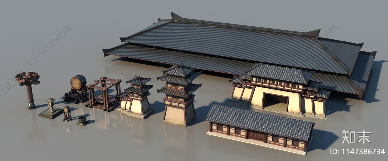 中式古建筑3D模型下载【ID:1147386734】