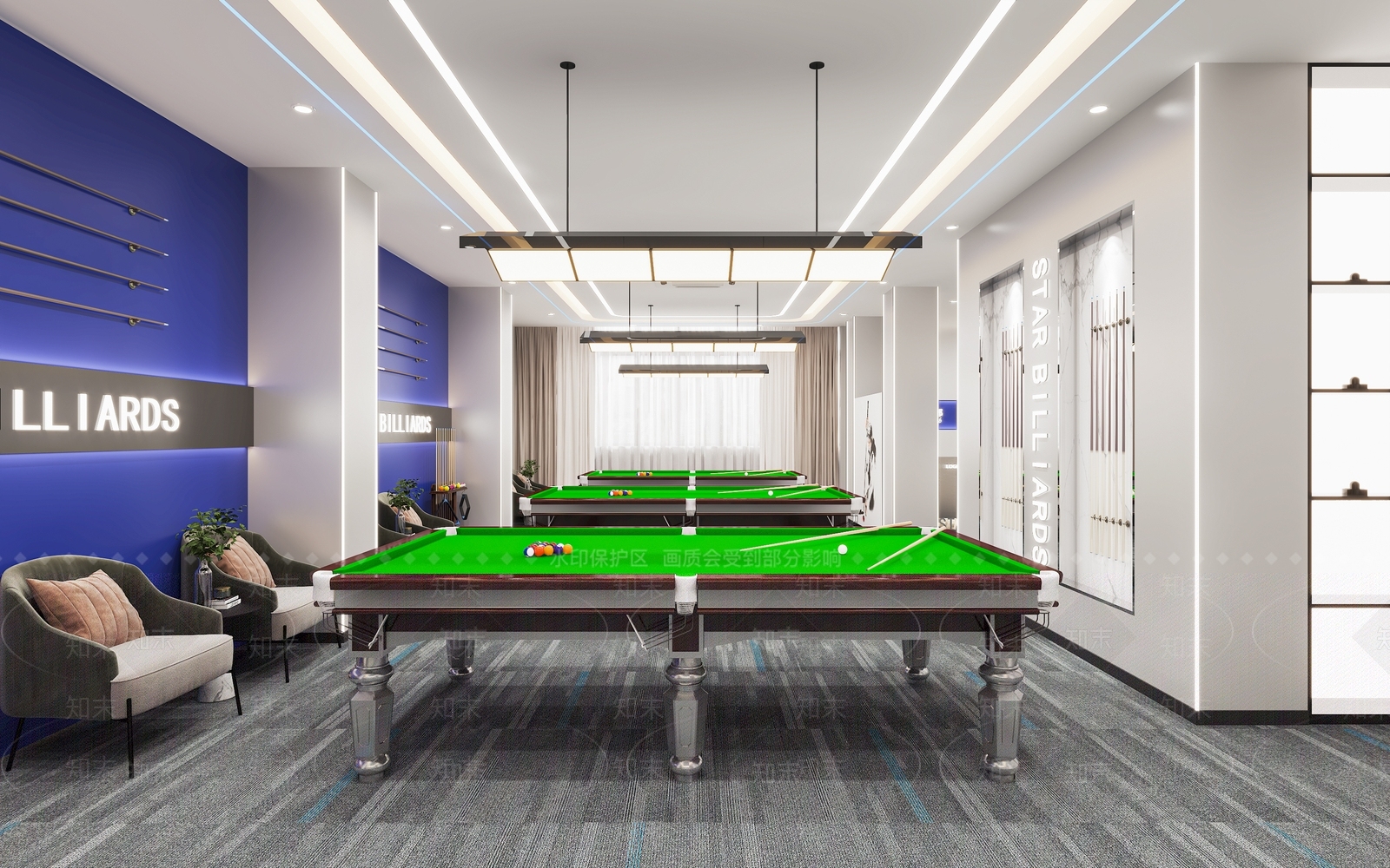 现代台球室3D模型下载【ID:1147388687】