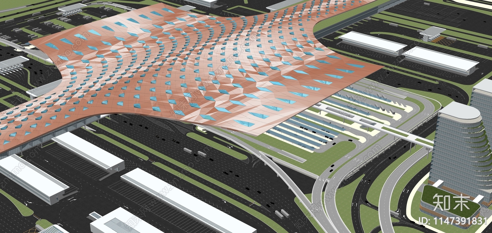 机场航站楼车站码头会展中心展览馆建筑SU模型下载【ID:1147391831】
