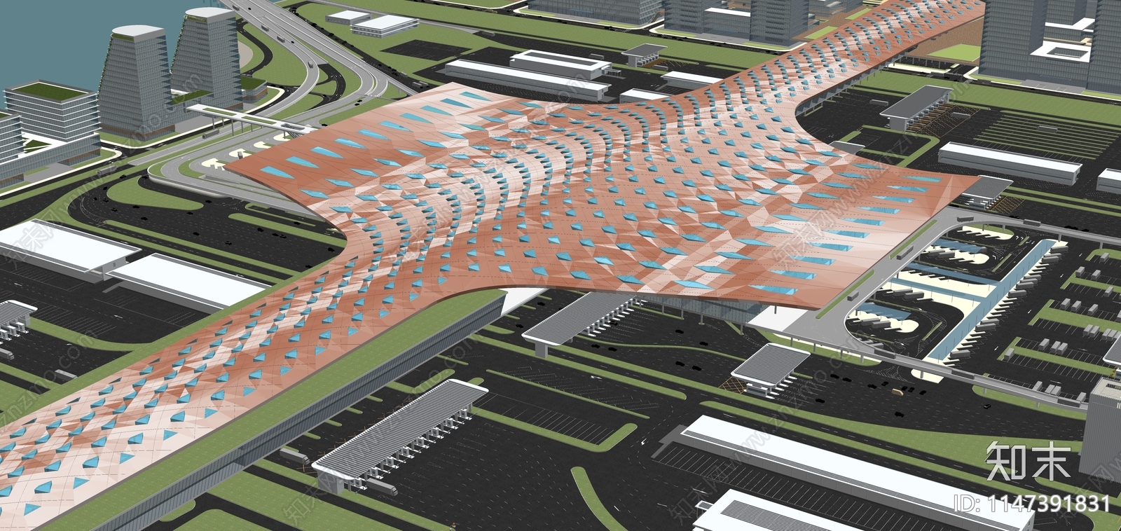 机场航站楼车站码头会展中心展览馆建筑SU模型下载【ID:1147391831】