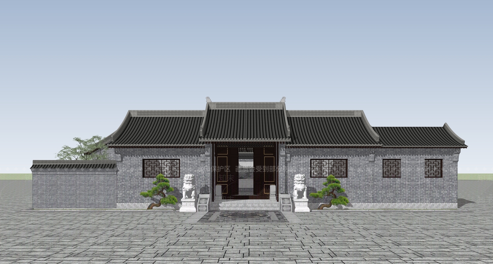 祠堂中式祠堂四合院古建筑SU模型下载【ID:1147492647】_知末su模型网