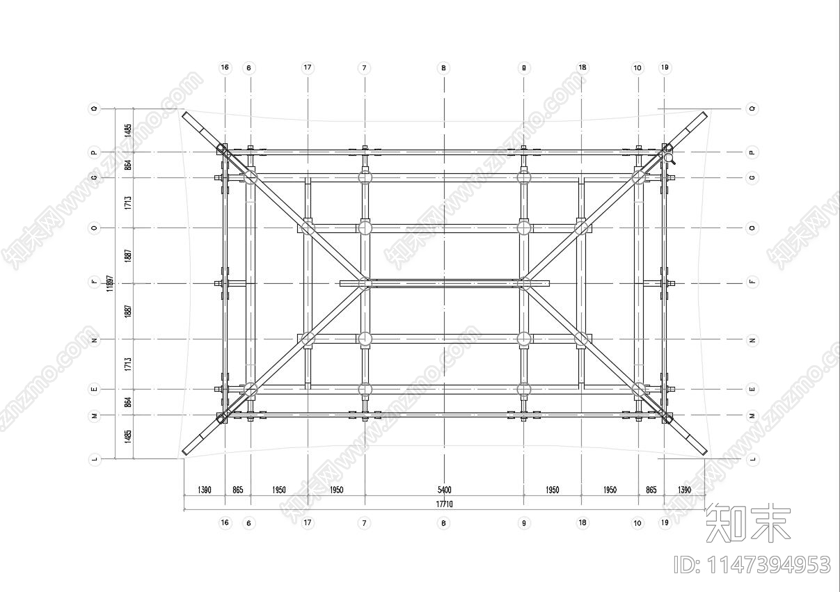 中式行宫建筑cad施工图下载【ID:1147394953】