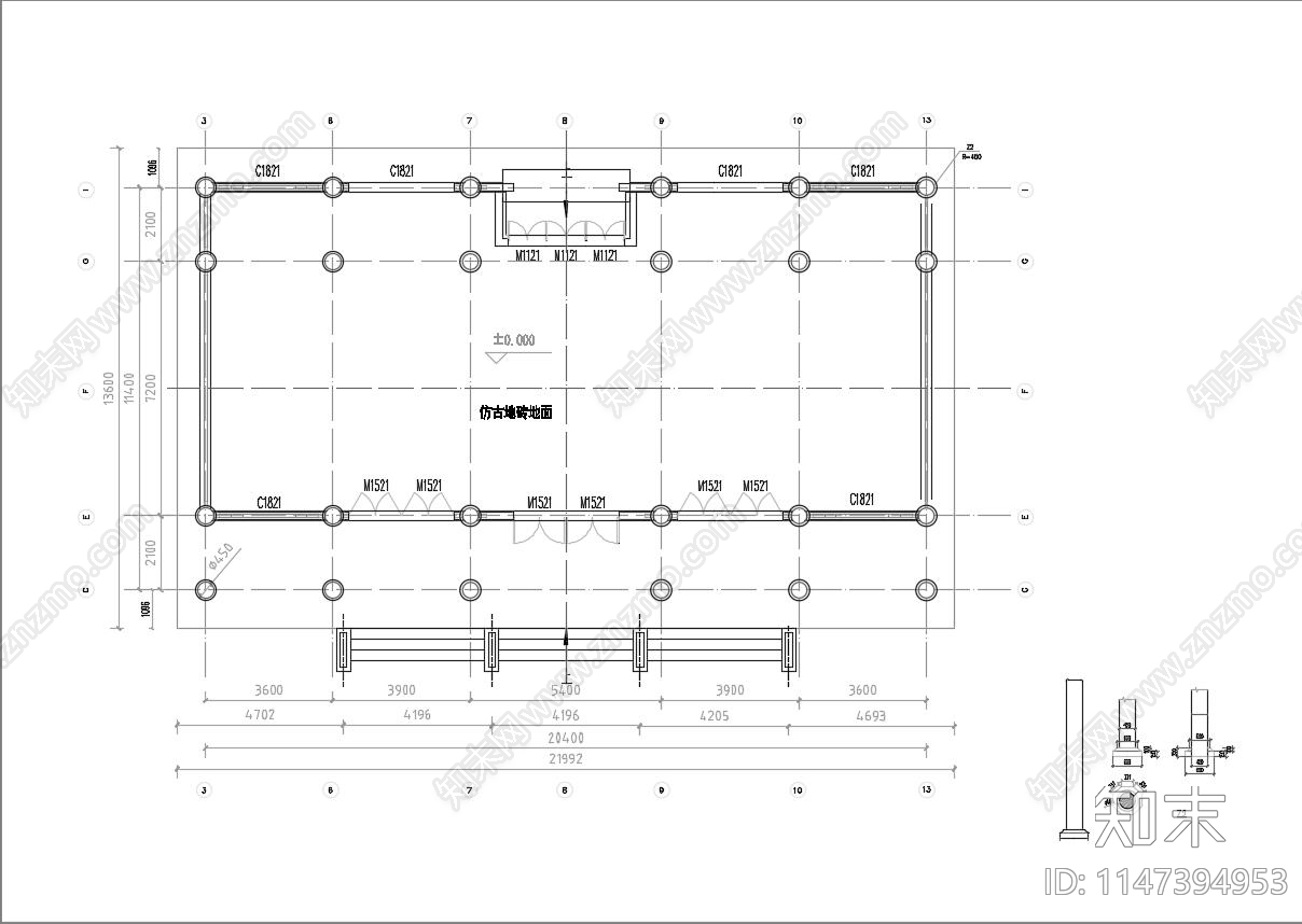 中式行宫建筑cad施工图下载【ID:1147394953】