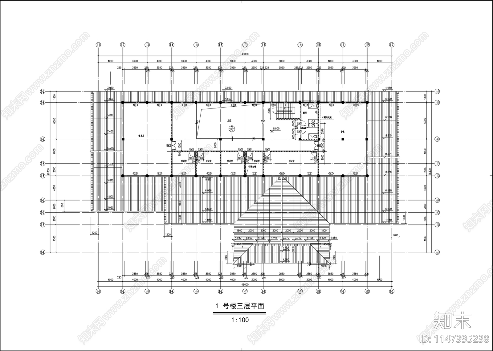 中式公共建筑cad施工图下载【ID:1147395238】