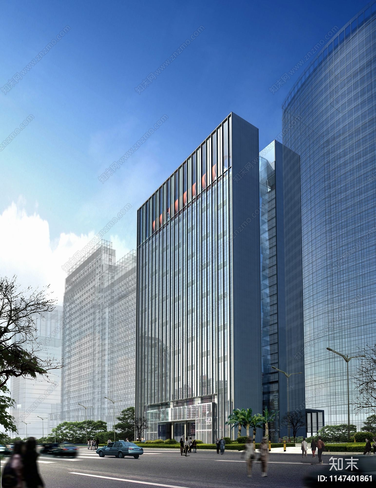 高层办公塔楼商务中心cad施工图下载【ID:1147401861】
