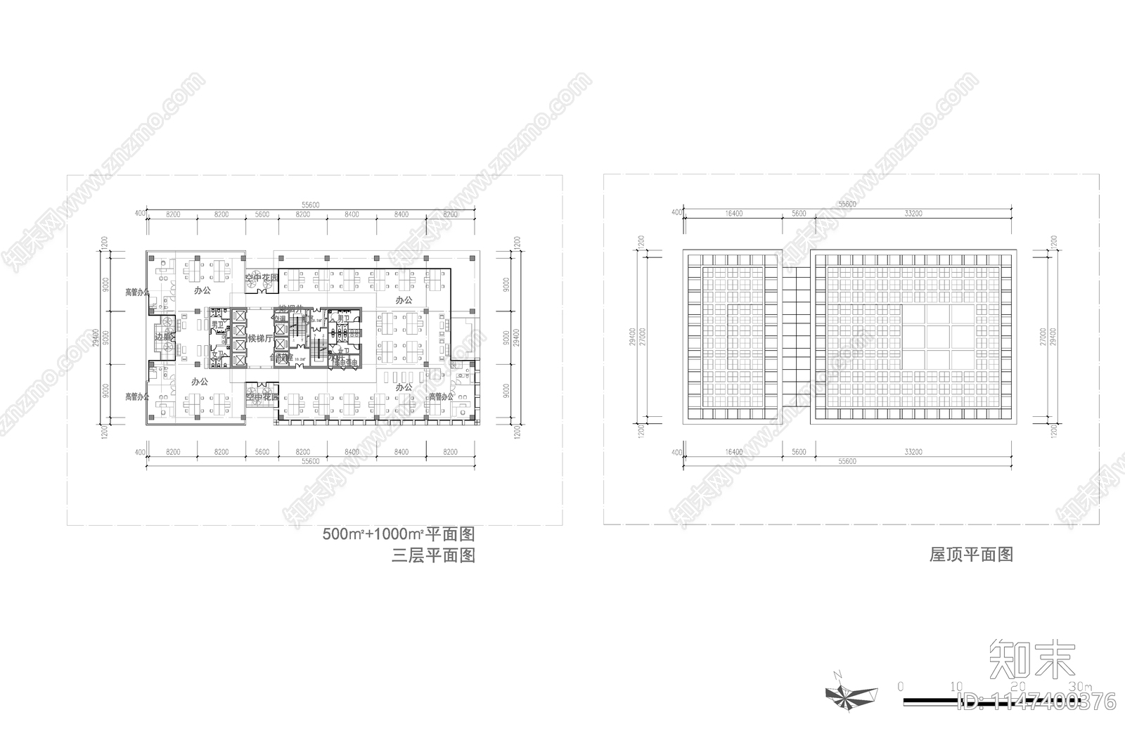 高层塔楼办公楼cad施工图下载【ID:1147400376】