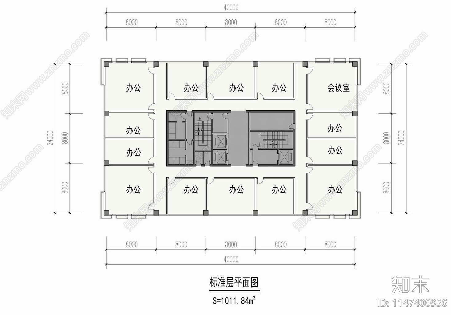 高层办公楼塔楼施工图下载【ID:1147400956】