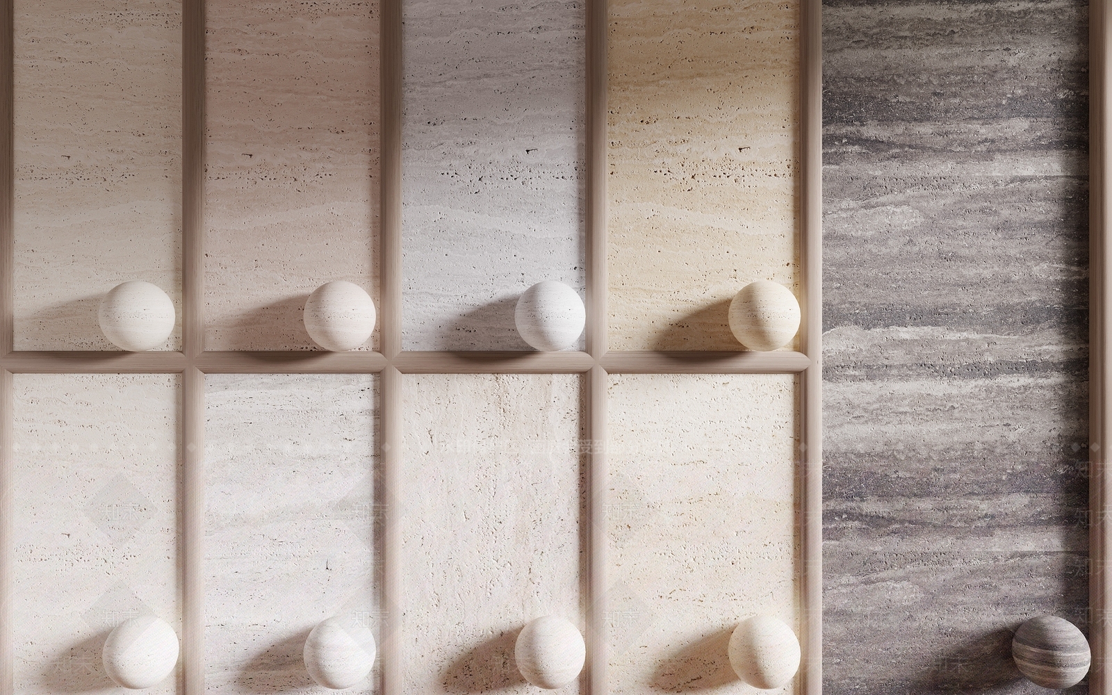 现代洞石背景墙3D模型下载【ID:1147407414】