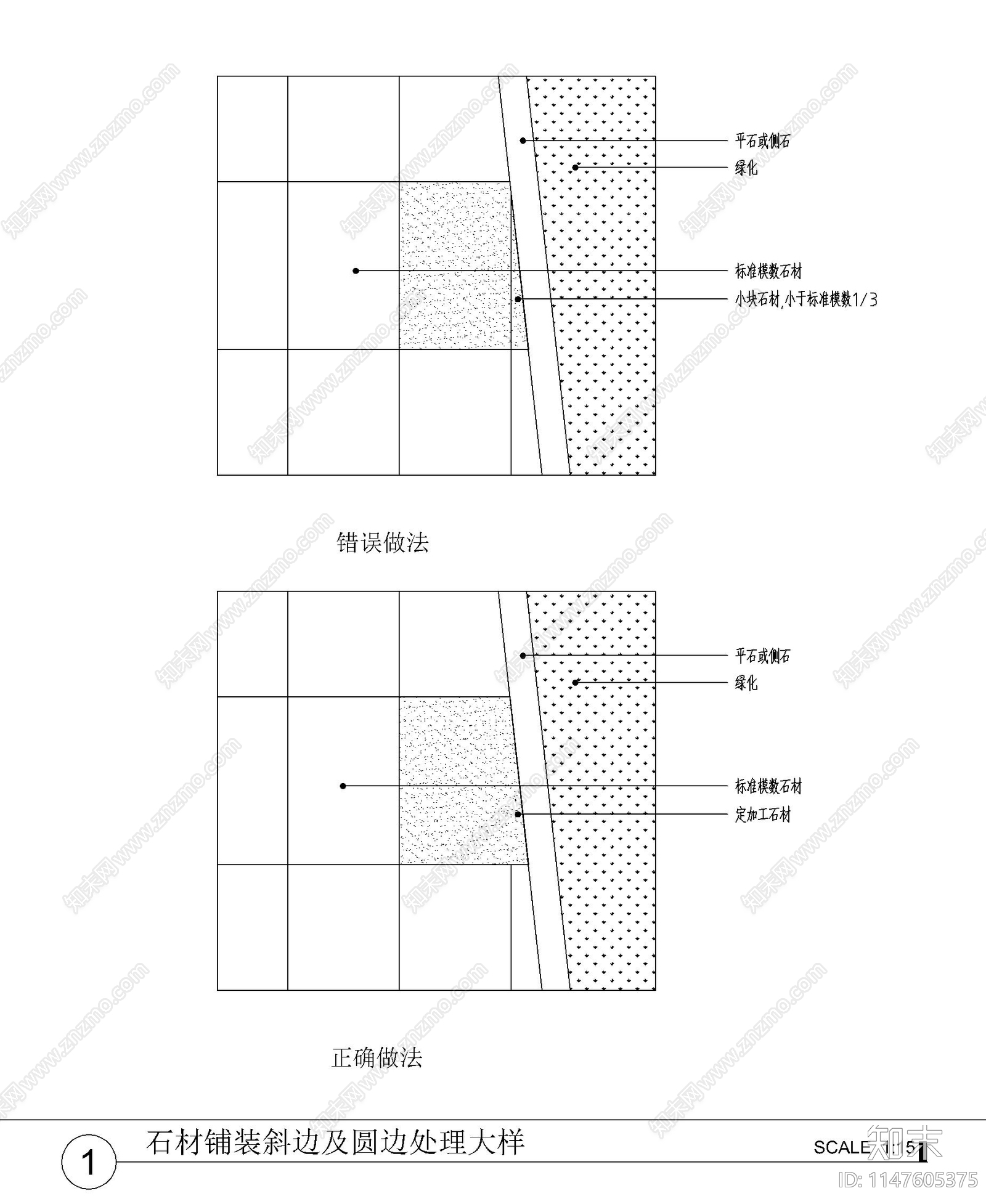 景观地面铺装通用做法详图cad施工图下载【ID:1147605375】