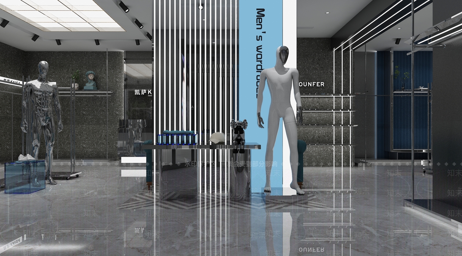 欧货男装店铺设计3D模型下载【ID:1147408575】