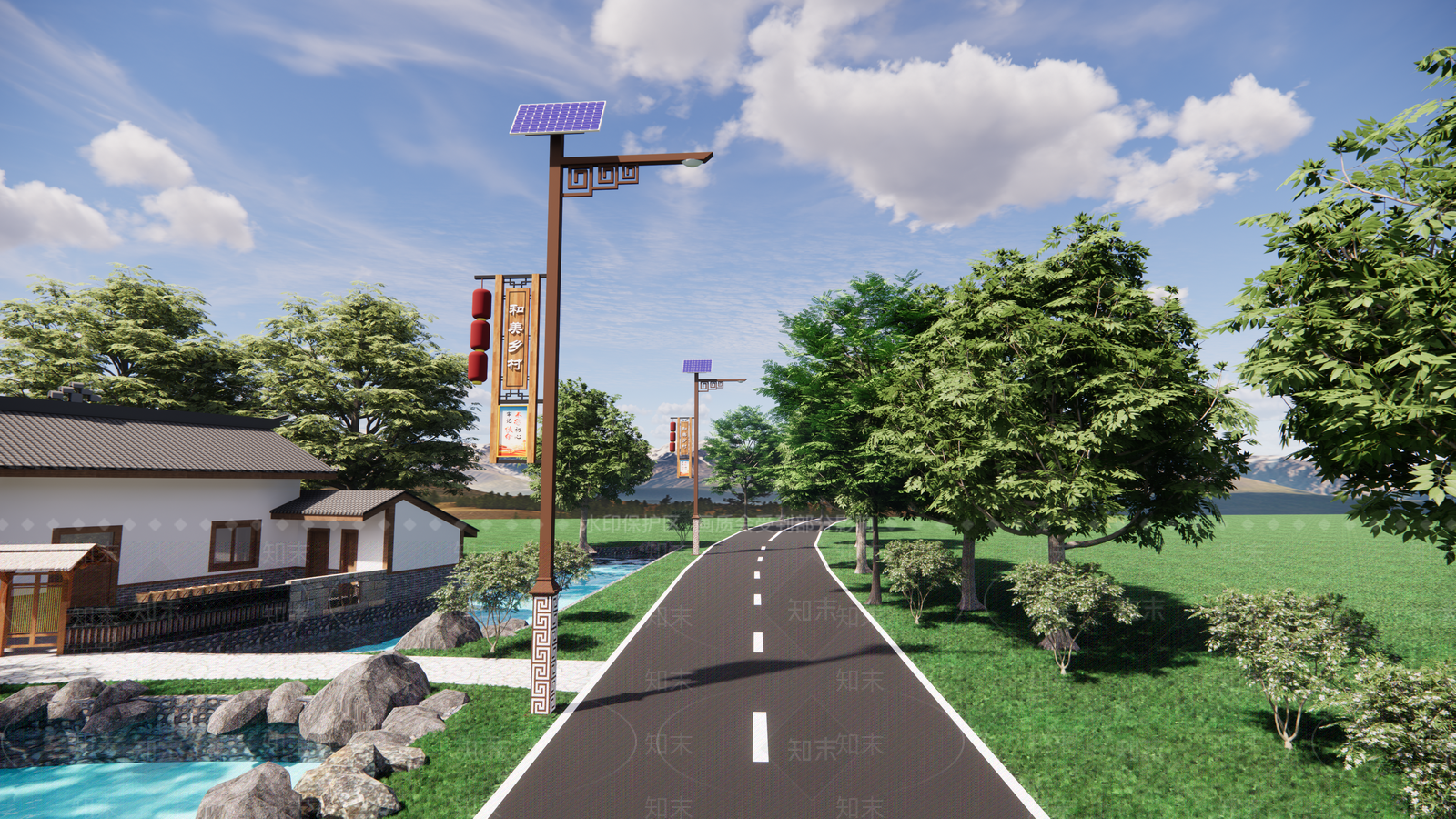 村庄太阳能SU模型下载【ID:1147409140】