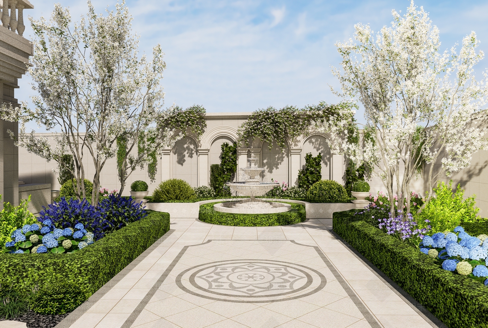 欧式景观SU模型下载【ID:1147409022】