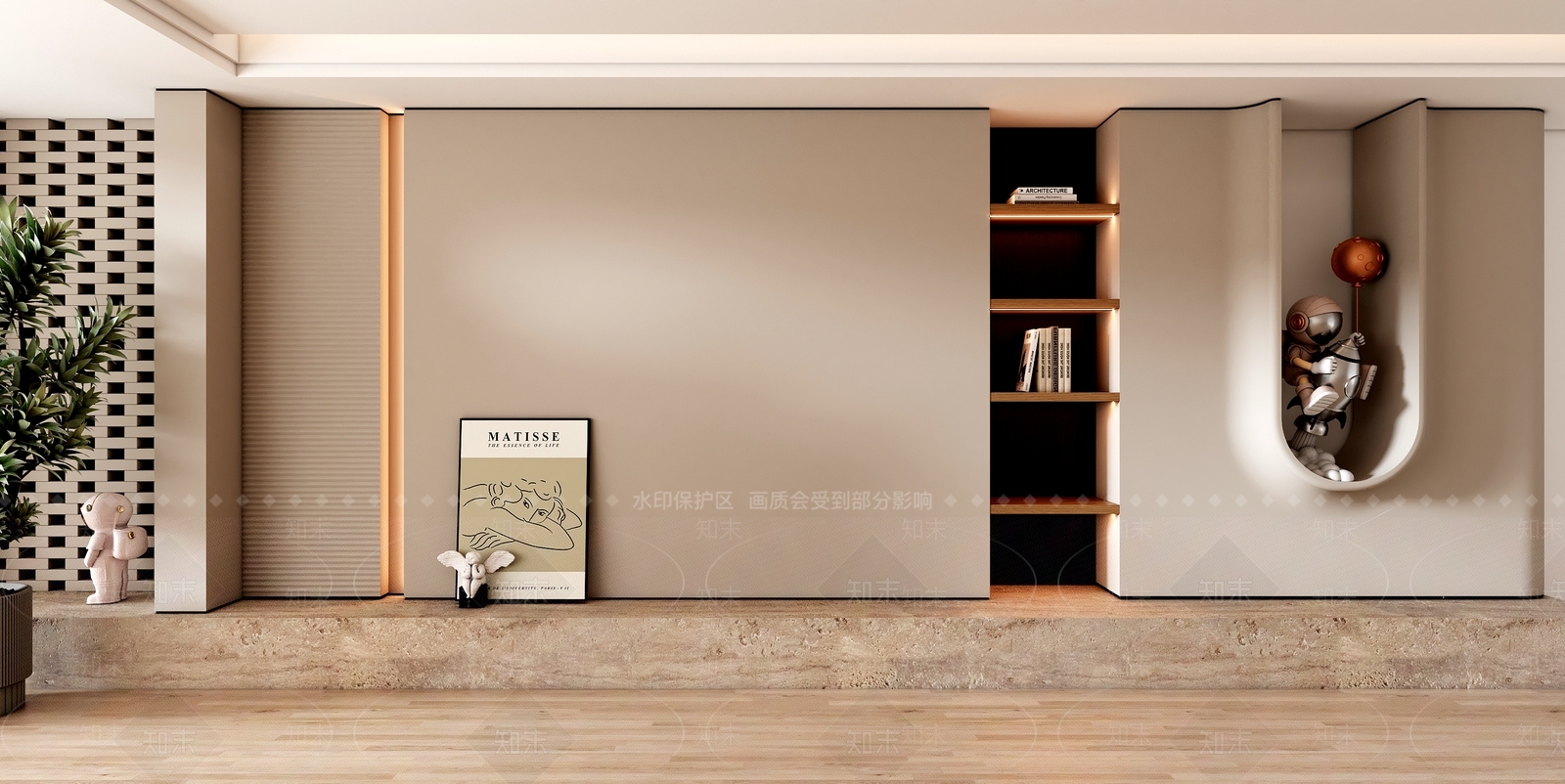 沙发背景墙3D模型渲染效果图