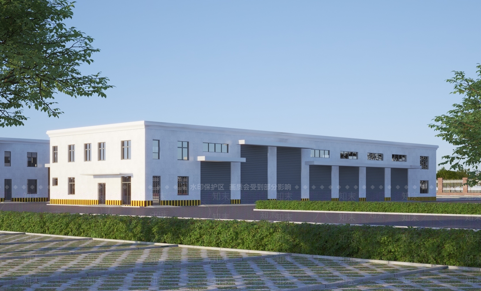 现代厂房仓库建筑3D模型下载【ID:1147412787】