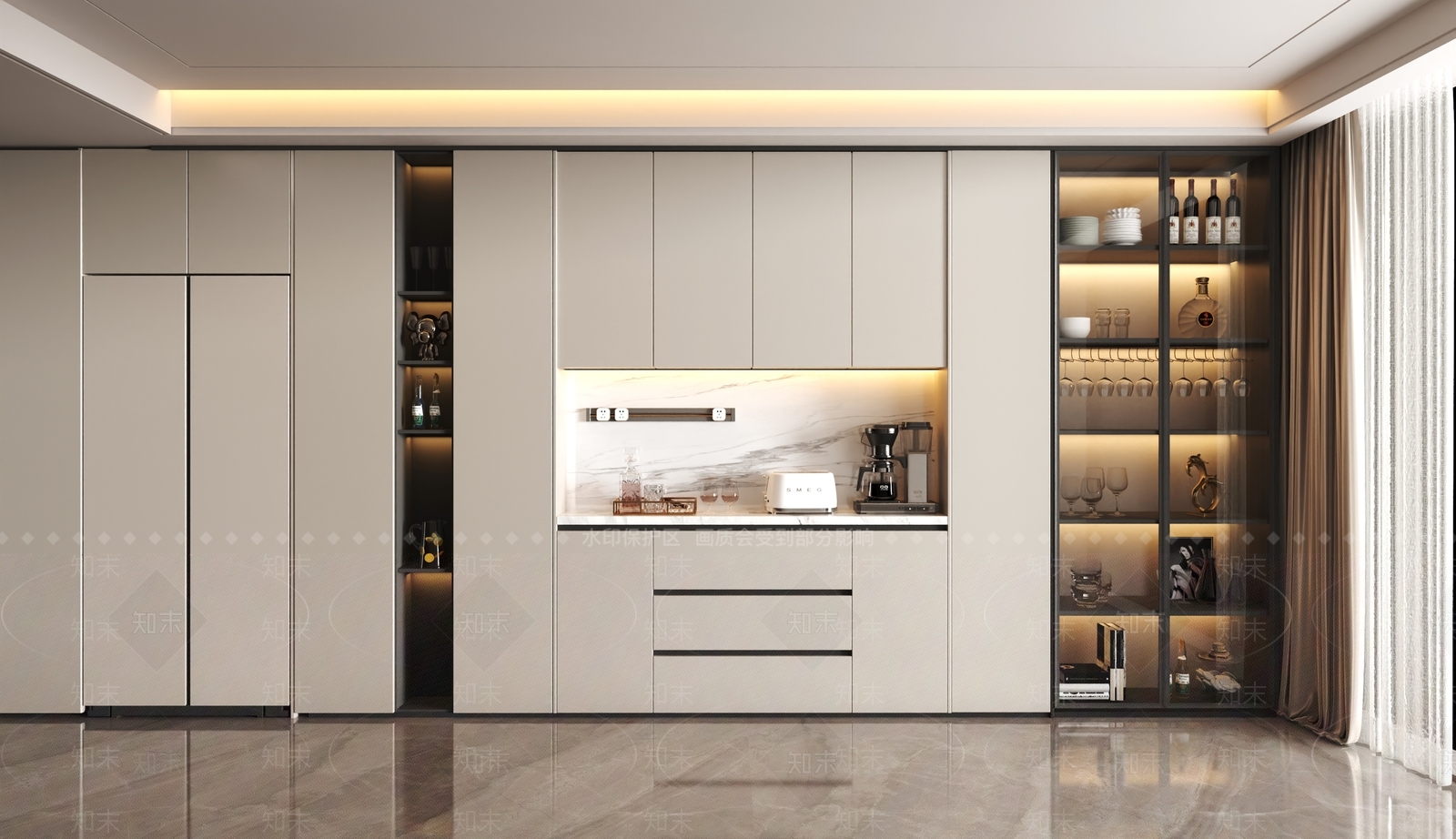餐边柜酒柜橱柜吧台3D模型下载【ID:1147413933】