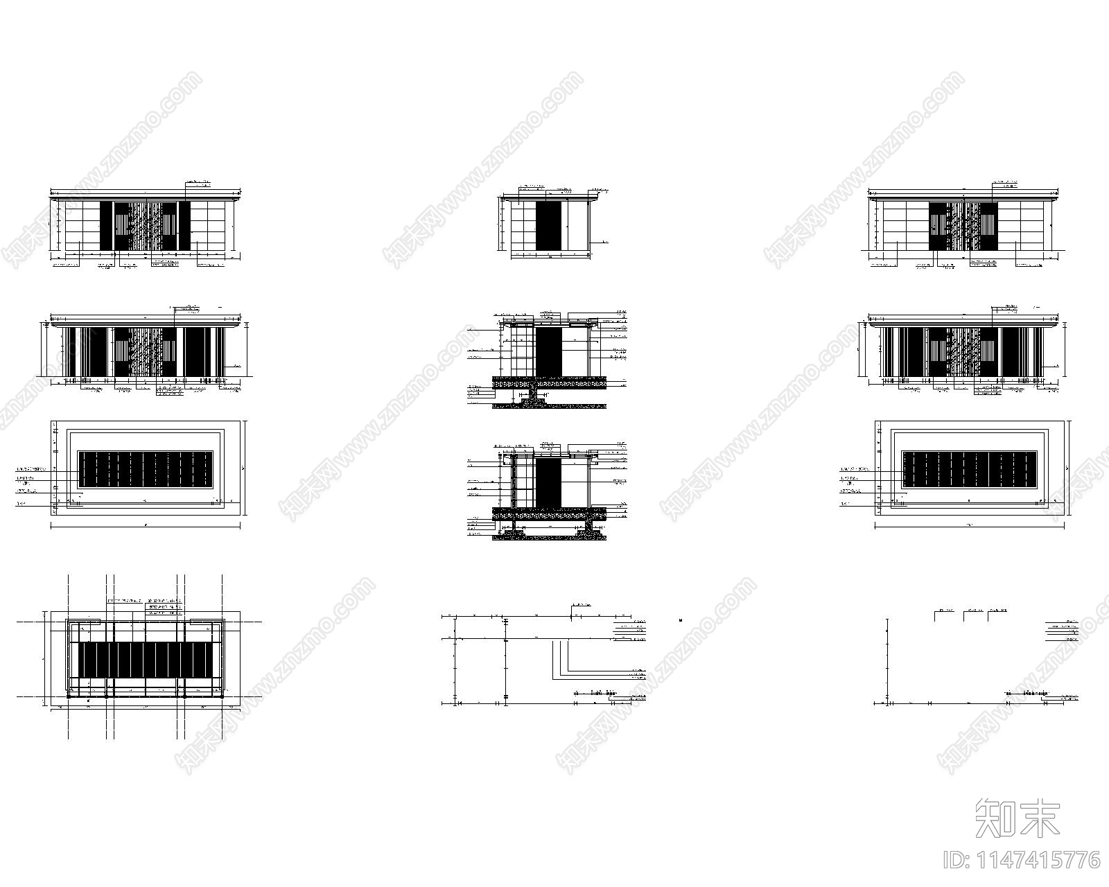景观廊架详图cad施工图下载【ID:1147415776】