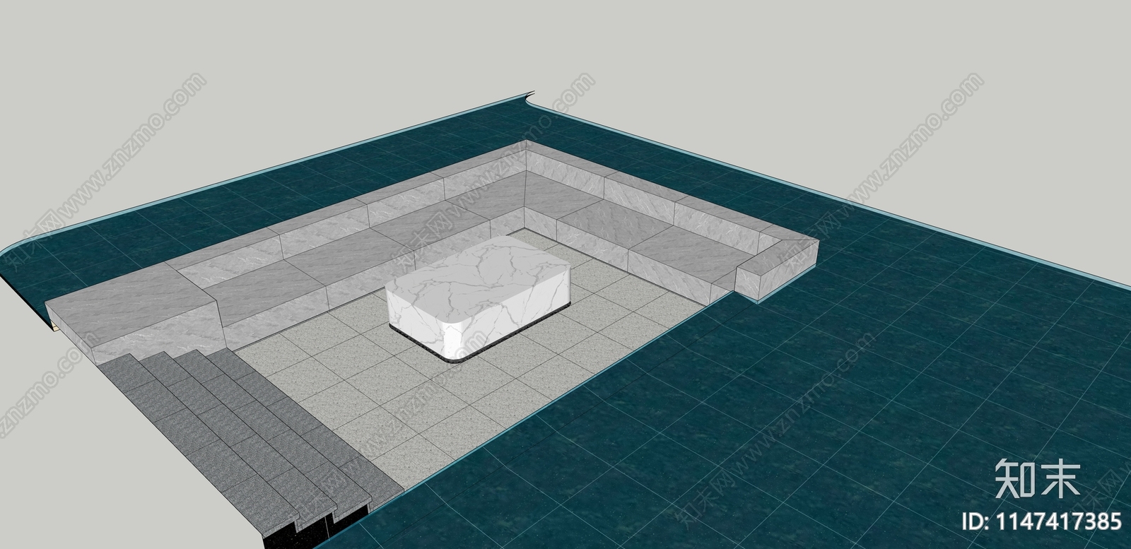 下沉卡座茶几SU模型下载【ID:1147417385】