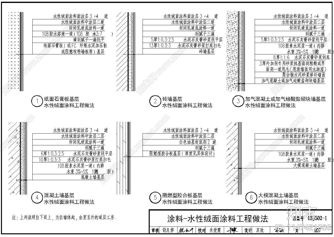 各种墙面涂料节点做法cad施工图下载【ID:1147421506】