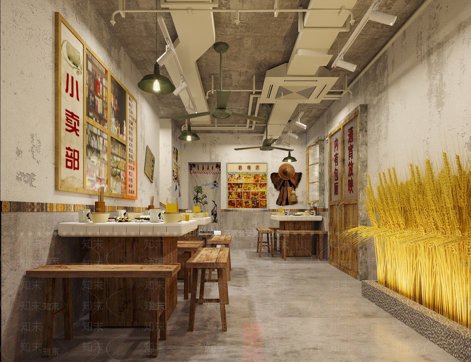 现代复古怀旧风火锅店3D模型下载【ID:1147422617】