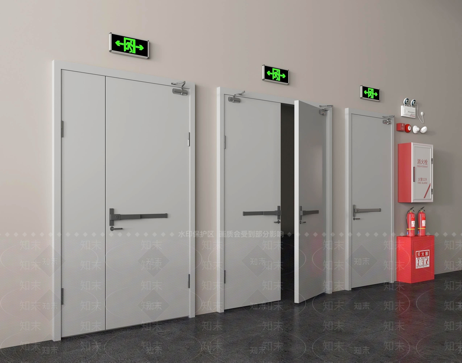 现代消防门3D模型下载【ID:1147423233】
