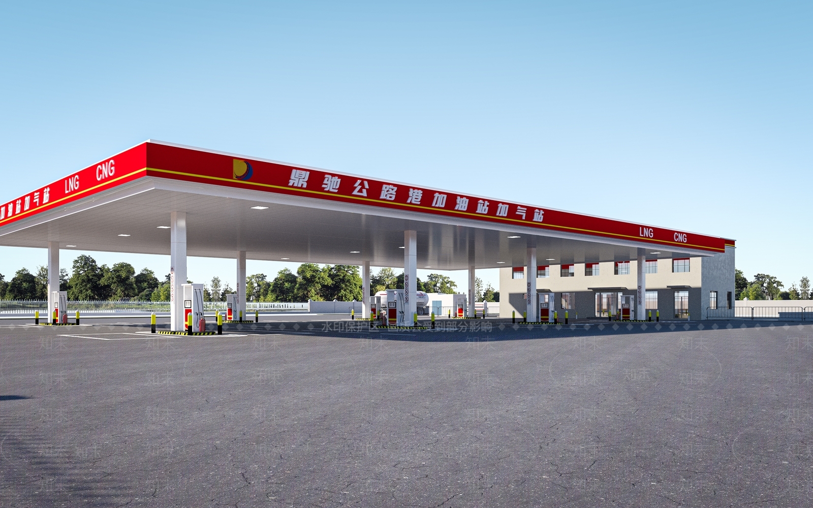 现代加油站3D模型下载【ID:1147423477】