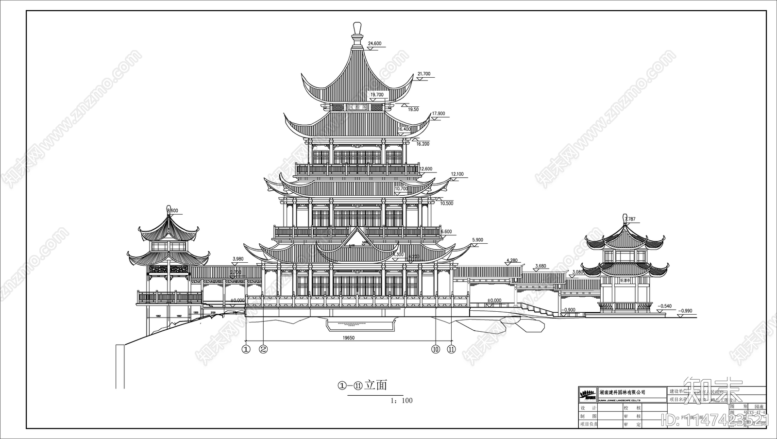 古建阁楼建筑群cad施工图下载【ID:1147423521】